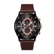 Roestvrijstalen leren band horloge Police , Brown , Heren