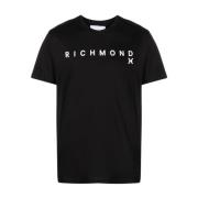 Logo-Print Katoenen T-Shirt John Richmond , Black , Heren