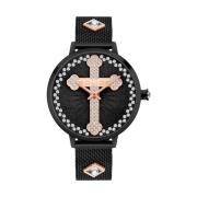 Zwarte Roestvrijstalen Quartz Analoge Horloge Police , Black , Dames