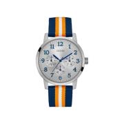 Blauw Nylon Quartz Analoog Horloge Guess , Blue , Heren