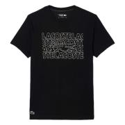 Ultra-Droge Bedrukt Sport T-shirt Lacoste , Black , Heren