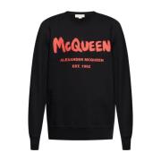 Zwart Logo Print Sweater Alexander McQueen , Black , Heren