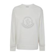 Witte Ronde Hals Trui Moncler , White , Dames