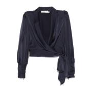 Blauwe Zijden Wrap Top Zimmermann , Blue , Dames