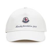 Katoenen Logo Hoed met gebogen klep Moncler , White , Unisex