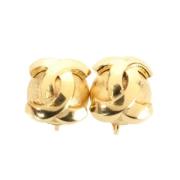 Pre-owned Metal earrings Chanel Vintage , Yellow , Dames