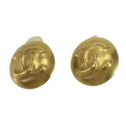 Pre-owned Metal earrings Chanel Vintage , Yellow , Dames