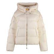 Gewatteerde jas met capuchon en logo Parajumpers , Beige , Dames