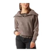 Bruine Zip Pullover voor Vrouwen Moss Copenhagen , Brown , Dames