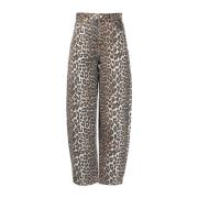 Leopard Print High-Waisted Jeans Ganni , Multicolor , Dames