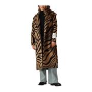 Zania Double Breasted Wool Long Coat Colourful Rebel , Brown , Dames