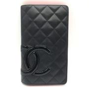 Pre-owned Leather wallets Chanel Vintage , Black , Dames