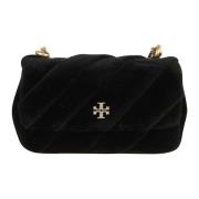 Fluwelen Mini Flap Tas in Zwart Tory Burch , Black , Dames