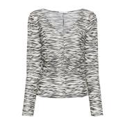 Dierenprint Sweater met Ruches Patrizia Pepe , Gray , Dames