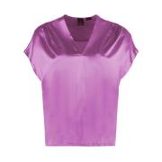 Soepele zijden blouse met ruches Pinko , Purple , Dames