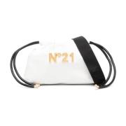 Leren Trekkoordtas met Logoplaat N21 , White , Dames