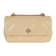 Diamant Quilt Mini Flap Tas Tory Burch , Beige , Dames