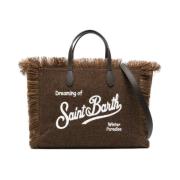 Stijlvolle Bruine Wollen Blend Tote Tas MC2 Saint Barth , Brown , Dame...