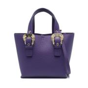 Paarse Eco Leren Handtas met Gouden Gesp Versace Jeans Couture , Purpl...