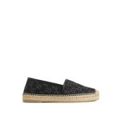 Zwarte Canvas Espadrilles met Leren Afwerking Gucci , Black , Dames