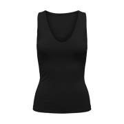 V-hals Top in Zwart Only Carmakoma , Black , Dames