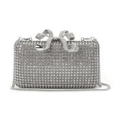 Rhinestone Clutch met Schouderband Self Portrait , Gray , Dames