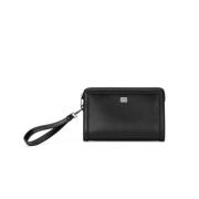 Zwarte Leren Logo Plaque Clutch Tas Dolce & Gabbana , Black , Heren