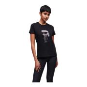 T-shirt Karl met strass Karl Lagerfeld , Black , Dames