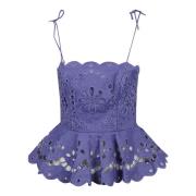 Geborduurde Scallop Top Zimmermann , Blue , Dames