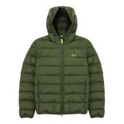 Heren Hooded Donsjas Militaire Stijl Sun68 , Green , Heren