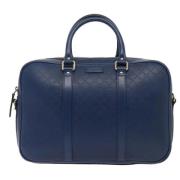 Pre-owned Leather briefcases Gucci Vintage , Blue , Dames