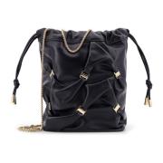 Leren Bucket Bag met Metalen Details Salvatore Ferragamo , Black , Dam...