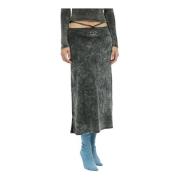 Gemarmerde Wraparound Midi Rok Diesel , Gray , Dames