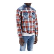 Geruite Western Shirt met Denim Inzetstukken Dsquared2 , Multicolor , ...