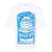 Cake Print Jersey T-Shirt Marni , White , Heren