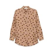 Zijden polka dot overhemd Fendi , Brown , Dames