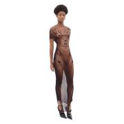 Sportieve Maxi Jurk met Grafische Print Jean Paul Gaultier , Brown , D...