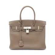 Pre-owned Leather handbags Hermès Vintage , Gray , Dames