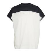 Blauw en wit logo lettering t-shirt Emporio Armani , White , Heren