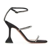 Zwarte Zijden Kristal Sandalen Amina Muaddi , Black , Dames