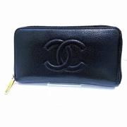 Pre-owned Leather wallets Chanel Vintage , Black , Dames