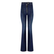 Blauwe Flare Denim Jeans Elisabetta Franchi , Blue , Dames