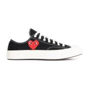 Zwarte Canvas Hart Sneakers Comme des Garçons Play , Black , Dames