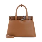 Bruine Leren Handtas met Unieke Gesp Prada , Brown , Dames