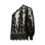 Zwarte Kant One-Shoulder Blouse Dolce & Gabbana , Black , Dames