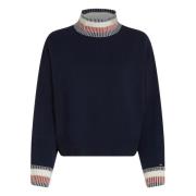 Global Mock-Neck Sweater voor vrouwen Tommy Hilfiger , Blue , Dames