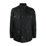 Zwarte knoopsluiting jas Barbour , Black , Heren