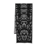 Zwart Bloemen Gebreide Sjaal Alexander McQueen , Black , Dames