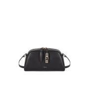 Zwarte Mini Crossbody Tas met Gouden Cilinder Furla , Black , Dames