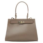 Bruine Satchel Handtas gemaakt van Premium Italiaans Echt Leer Estro ,...